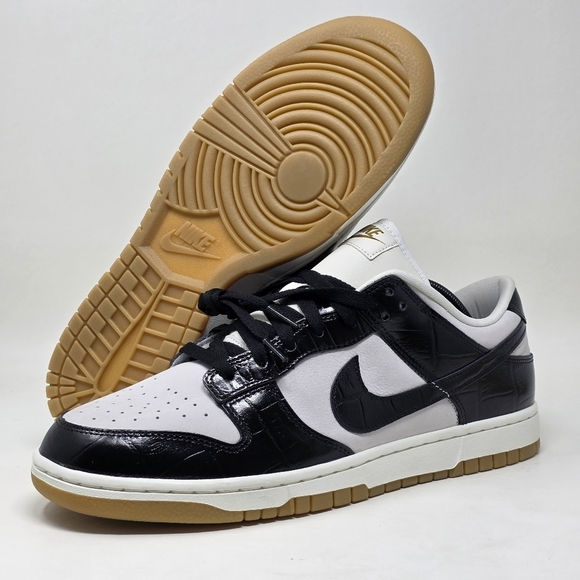Nike Women's Dunk Low LX Black Croc FJ2260-003 Black-Sail-Gum Button Sz 14 New - Picture 1 of 10